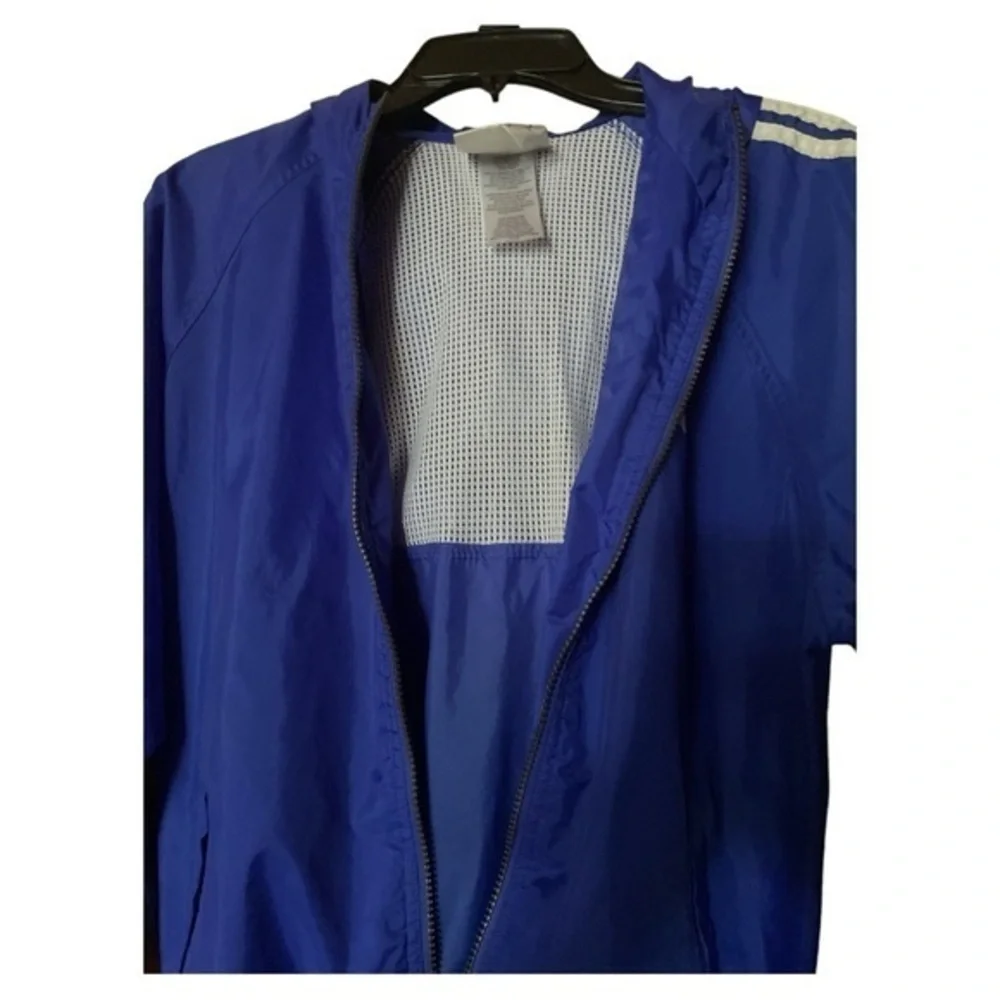 Adidas Men’s‎ Spell Out Windbreaker Jacket Three Stripe Vintage 90s Large Blue